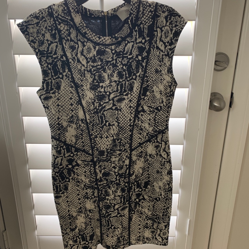 Midi black and white snake skin cotton dress